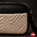 Contrast Color Embroidery Crossbody Bag (Black) 