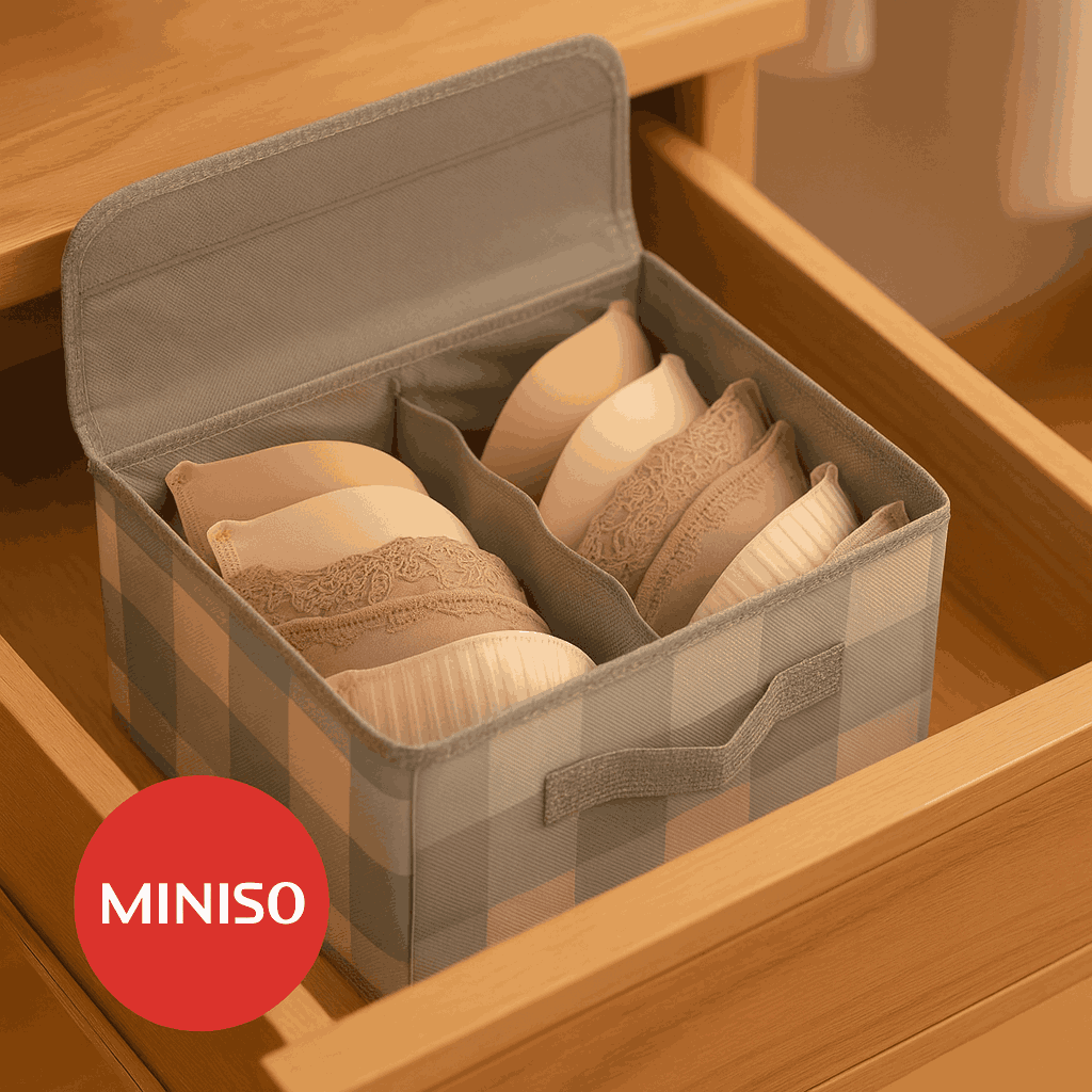 Blue Checkered Series 8-Compartment Bra Organizer