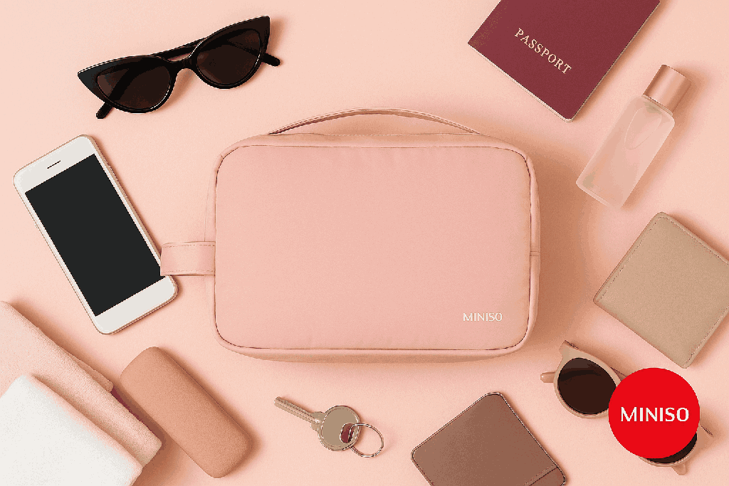 Travel Organizer Bag (Pink) Miniso