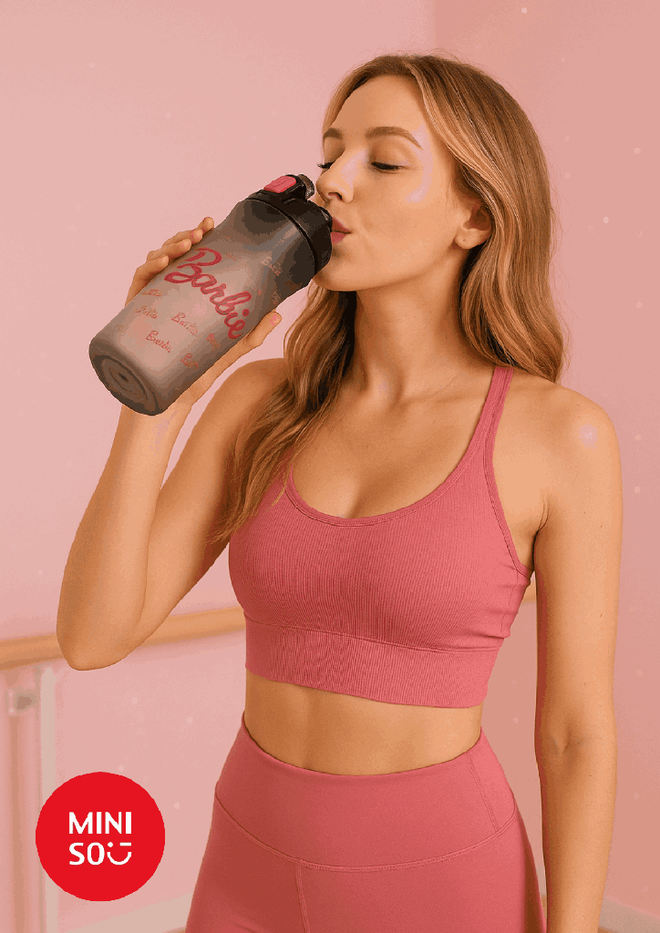 Barbie Collection Plastic Bottal With One Touch Flip Top Lip (Black)