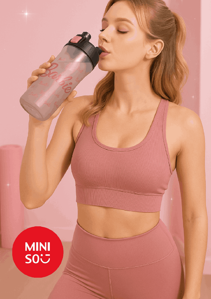 Barbie Collection Plastic Bottal With One Touch Flip Top Lip (Black)