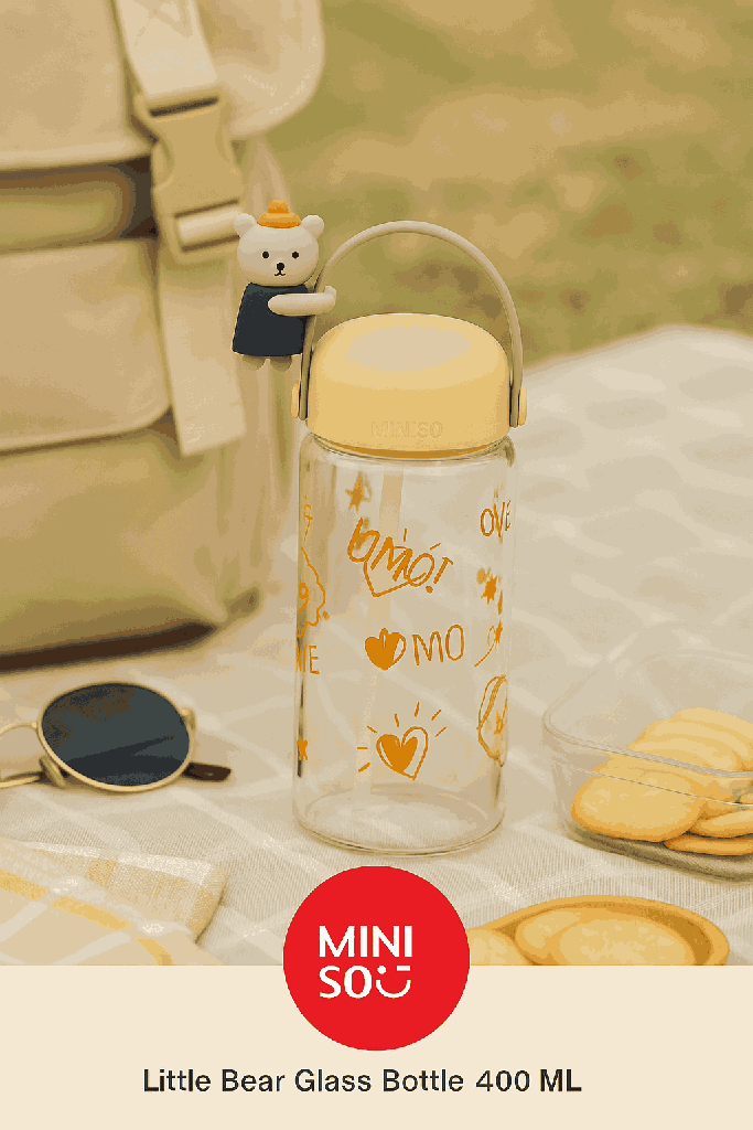 Little Bear Glass Bottle 400ML (Yellow)