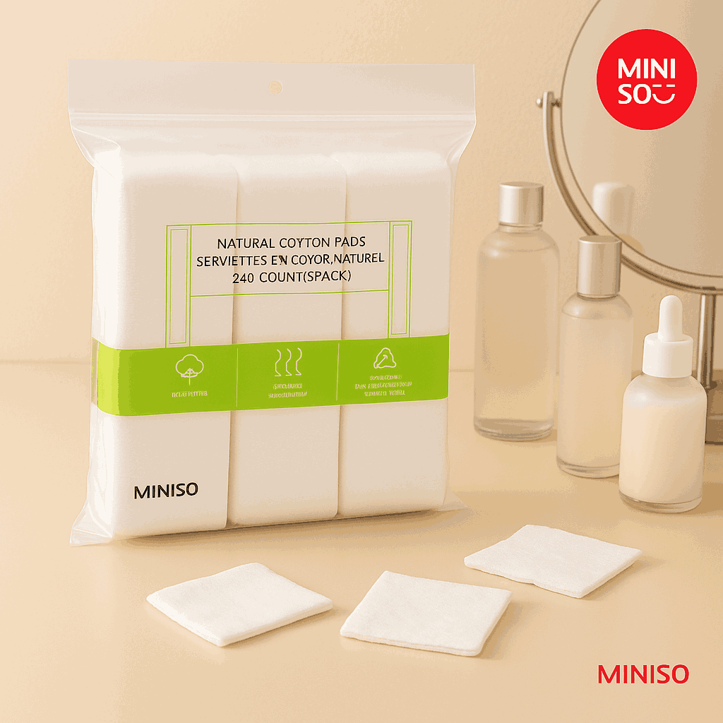 Natural Cotton Pads 240 Count Miniso
