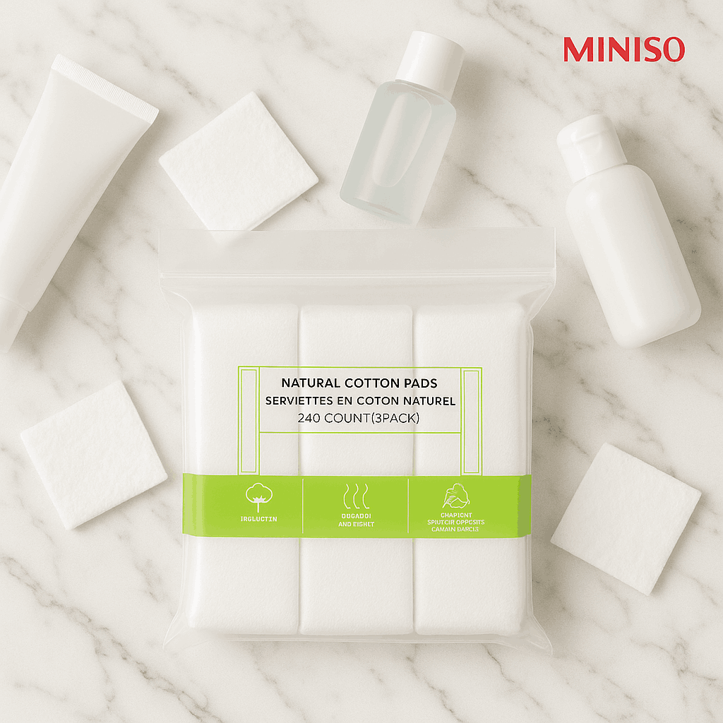 Natural Cotton Pads 240 Count Miniso