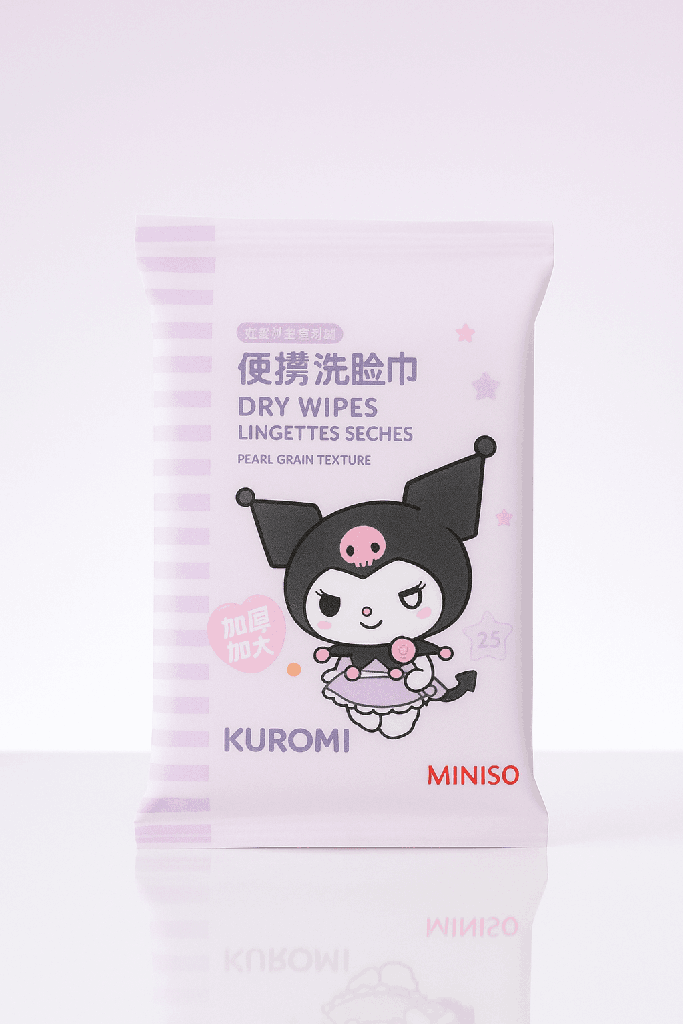 Kuromi Peami Grain Texture Peari Grain Texture Dry Wipes Miniso