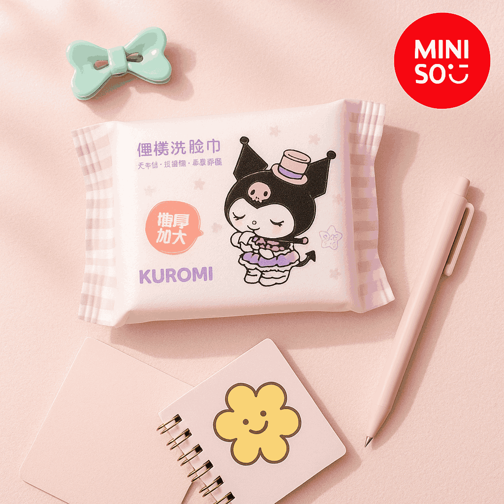 Kuromi Peami Grain Texture Peari Grain Texture Dry Wipes Miniso