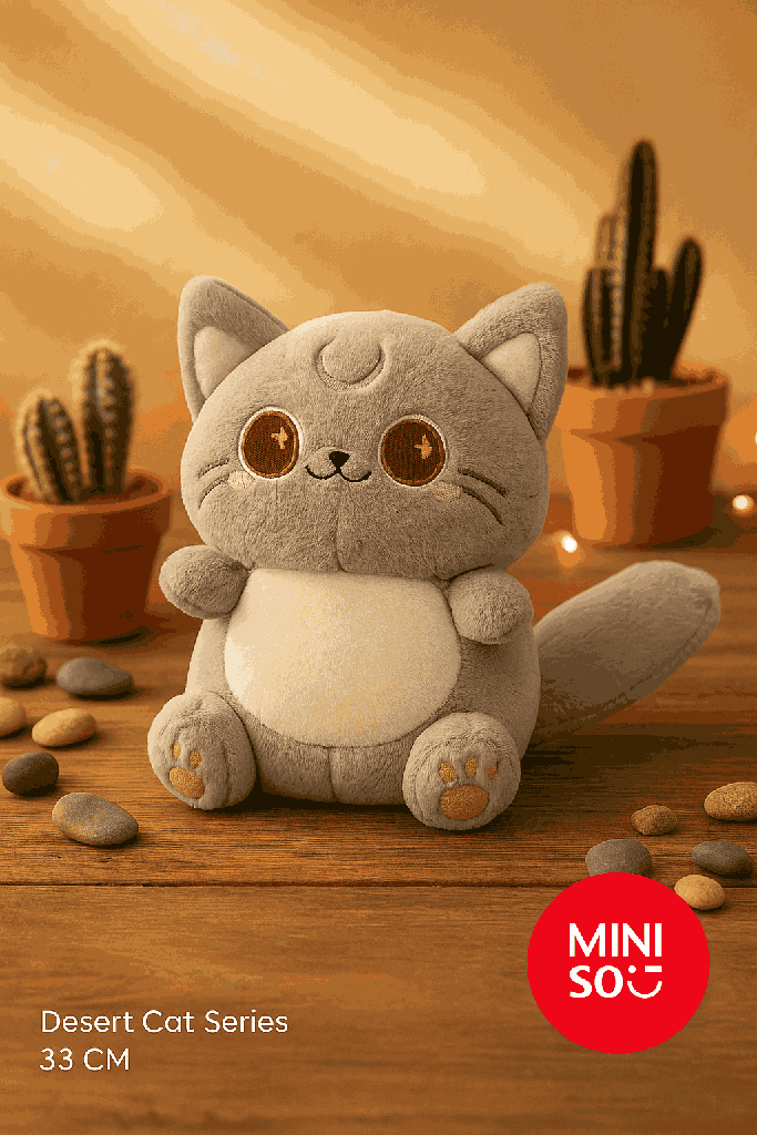 Miniso Desert Cat Series Plush Toy 33cm (Grey)
