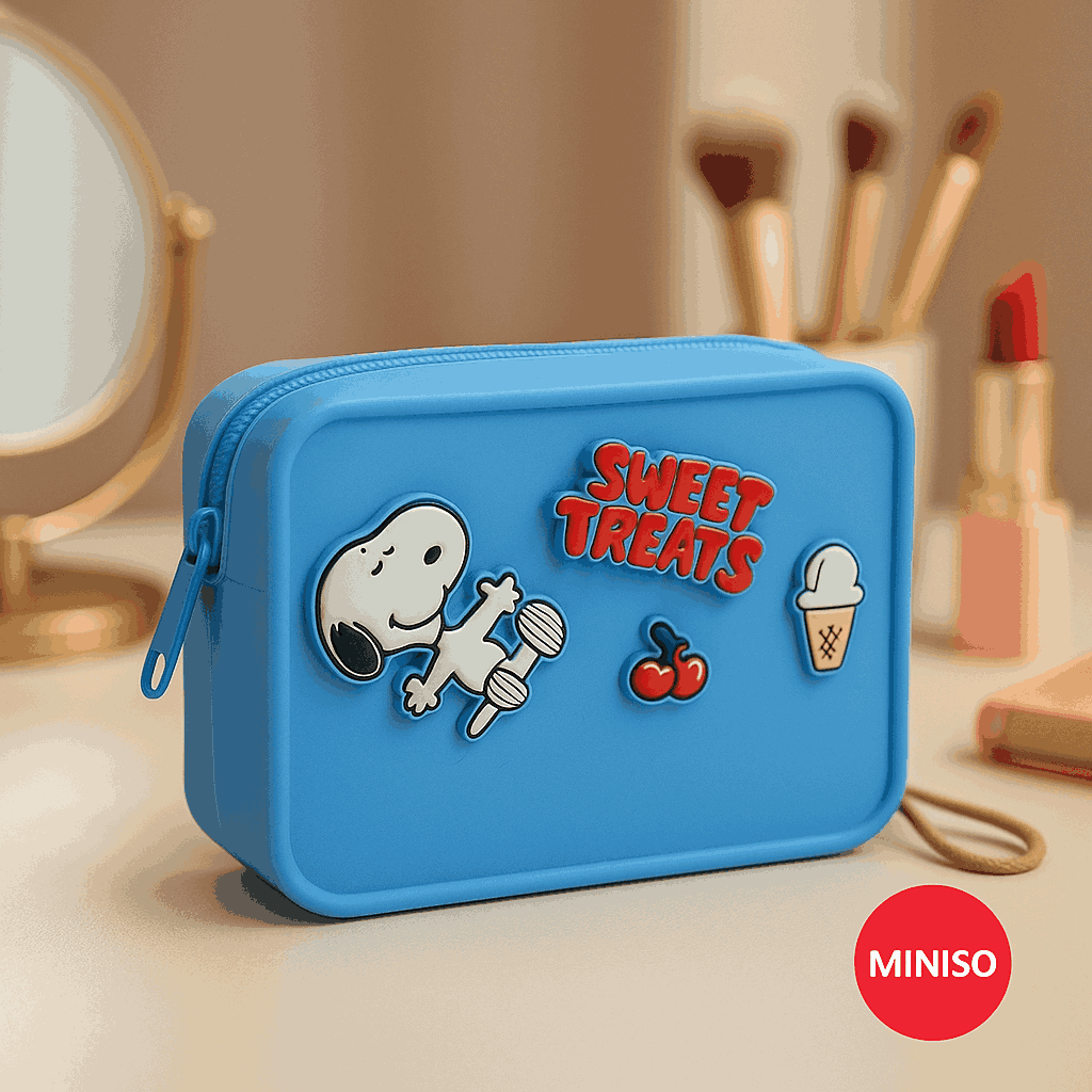 Snoopy Collection Silicone Cosmetic Bag (Blue) Miniso