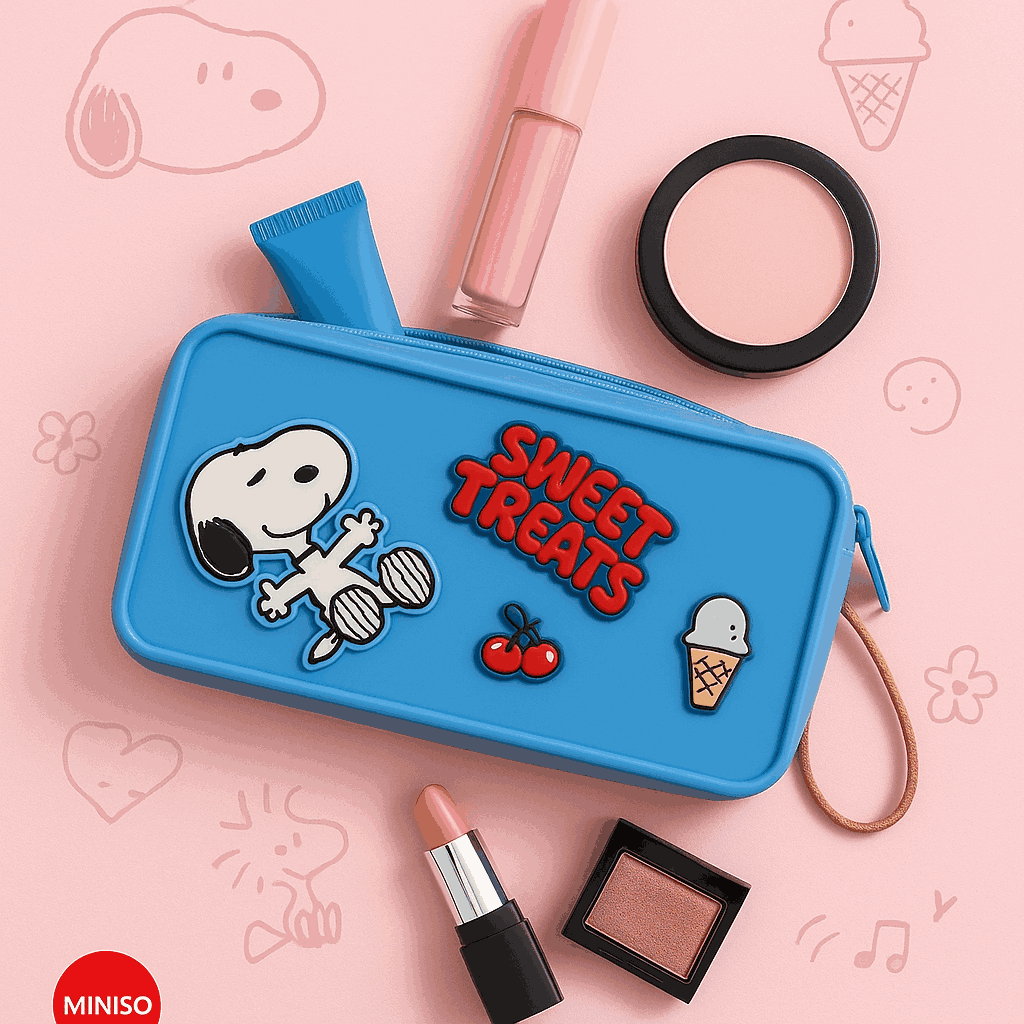 Snoopy Collection Silicone Cosmetic Bag (Blue) Miniso