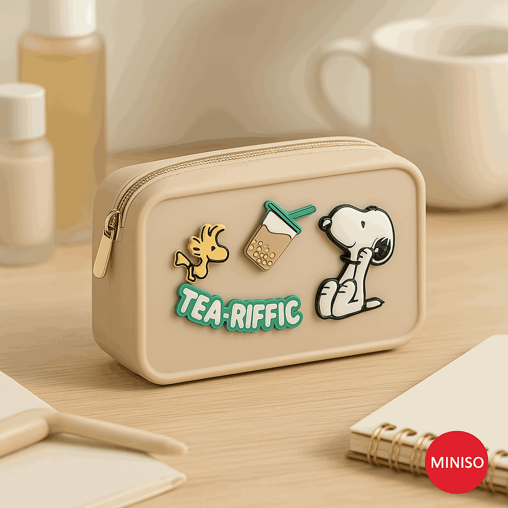 Snoopy Collection Silicone Cosmetic Bag (Beige) Miniso