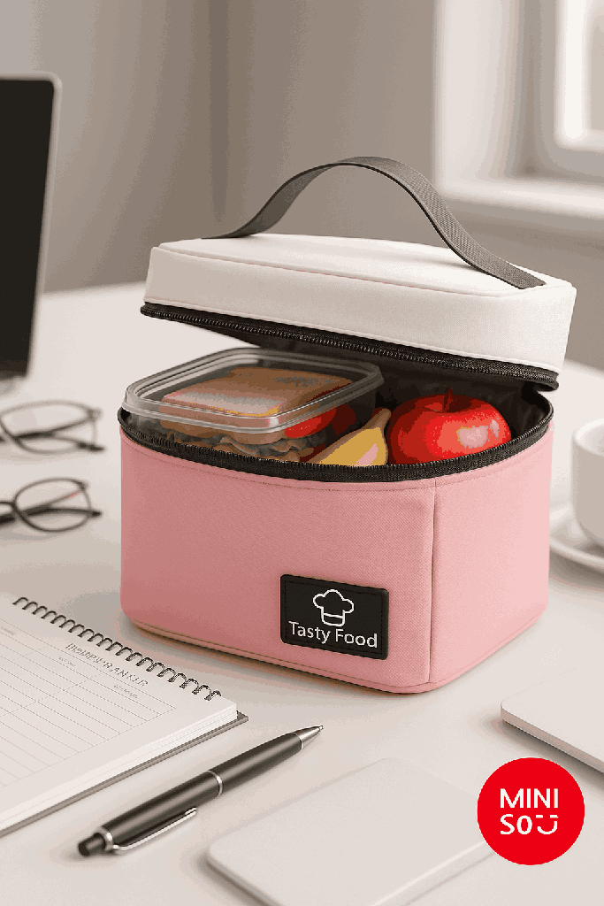 Color Blocking Mousse Lunch Bag (Pink)