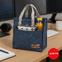 Solid Color Lanch Lunch Bag (Navy Blue) Miniso