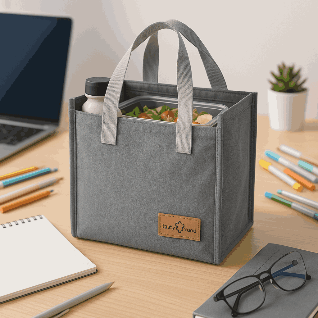 Solid Color Lanch Lunch Bag (Grey) Miniso