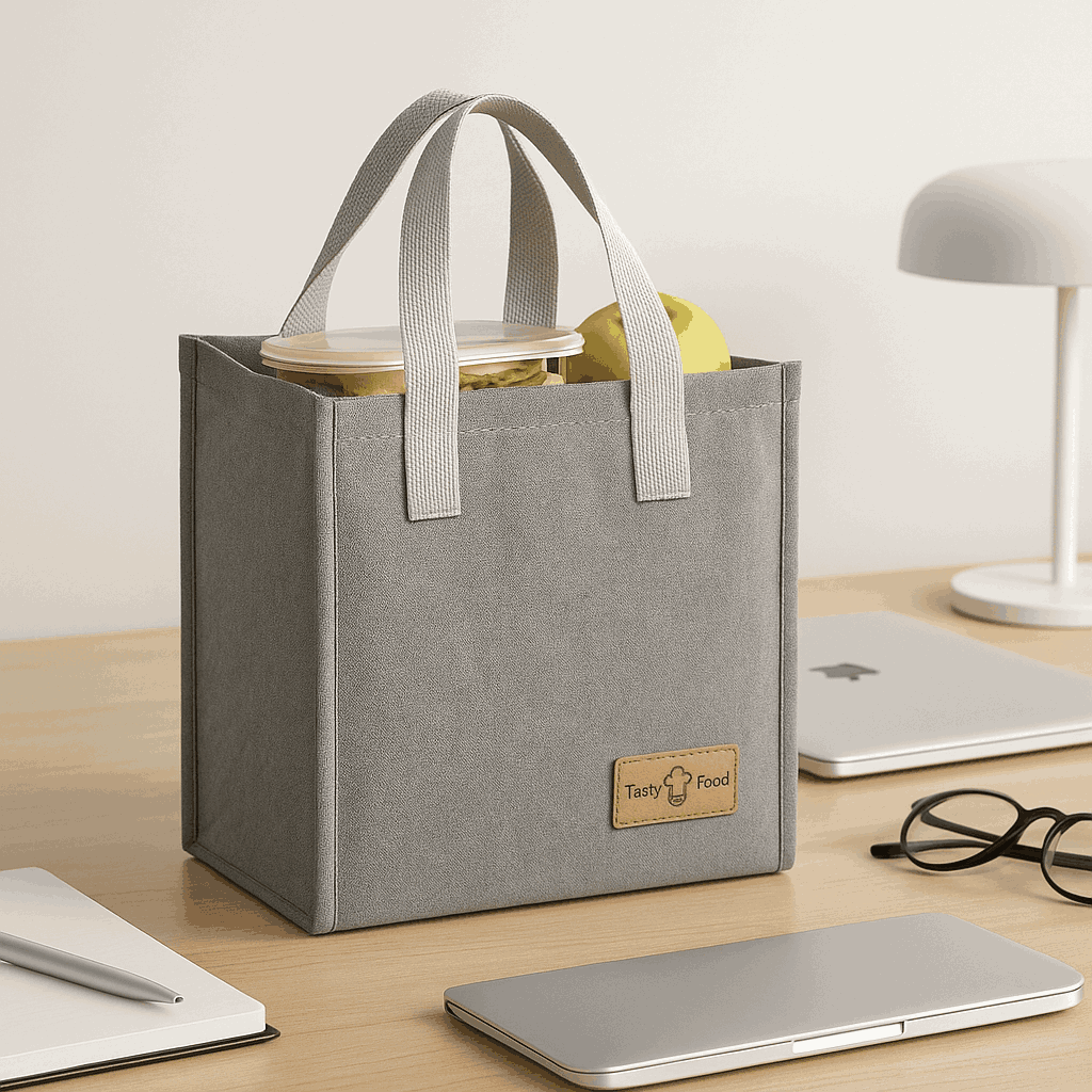 Solid Color Lanch Lunch Bag (Grey) Miniso