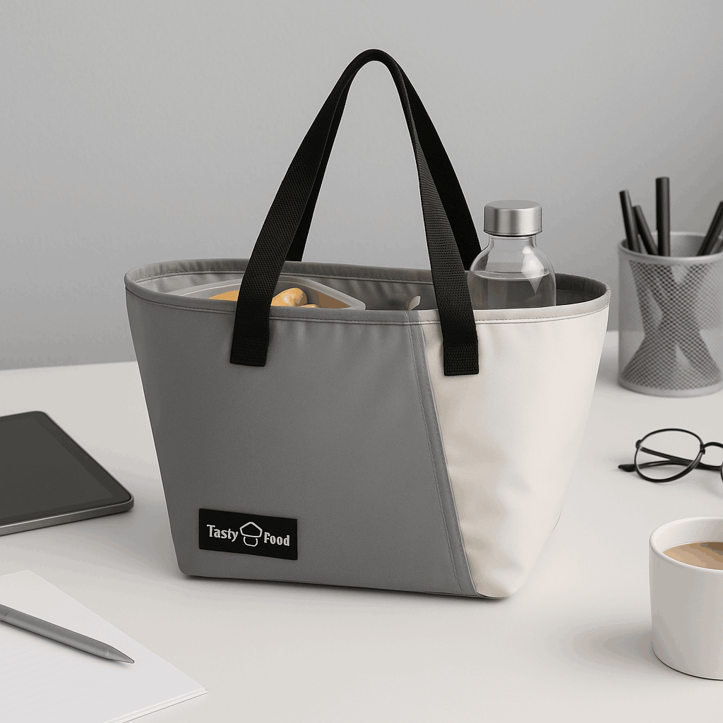 Color Bloking Mousse Trapezoid Lunch Bag (Grey)