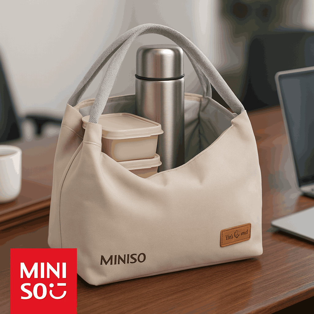 Large Capacity Solid Color Lunch Bag (Grey)