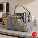 Large Capacity Solid Color Lunch Bag (Grey)