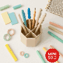 Mori Girl Rotatable 5 Slot Pen Holder (beige) Miniso