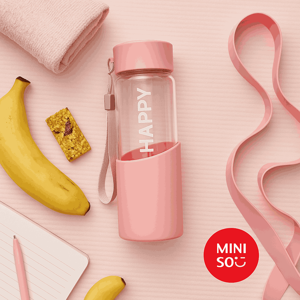 Happy High Borosilicate Glass Bottle with Silicone Cover 370mL(Pink)