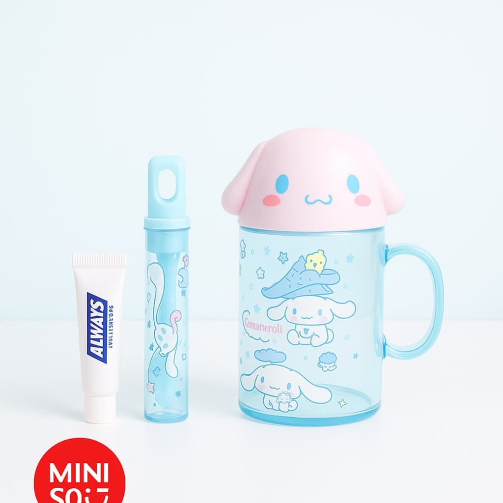 Sanrio Characters Colorful Summer Collection Toothbrush & Bathroom Cup (Cinnamoroll) Miniso