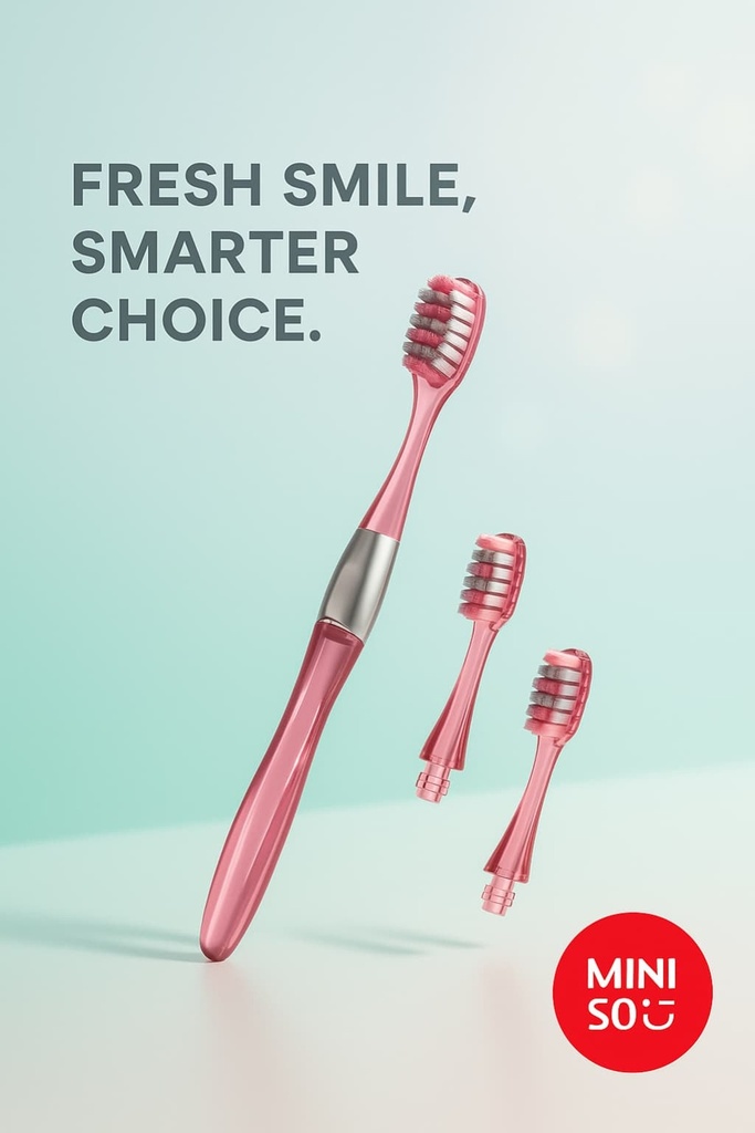 Toothbrush with Replaceable Heads (1 Handle & 3 Heads), Random Colors