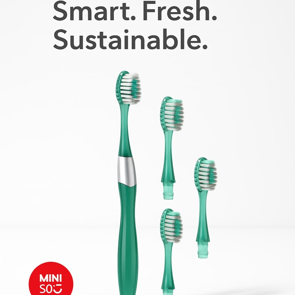 Toothbrush with Replaceable Heads (1 Handle & 3 Heads), Random Colors