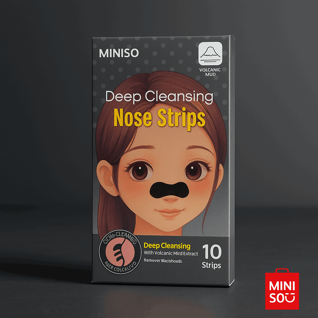 MINISO Nose Strips for Blackheads Remover, Deep Cleansing Nose Strips 10 Pieces(Volcanic Mud)