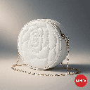 Rose Quilted Round Crossbody Bag With Chain (white)