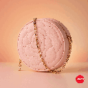 Rose Quilted Round Crossbody Bag With Chain (Pink)
