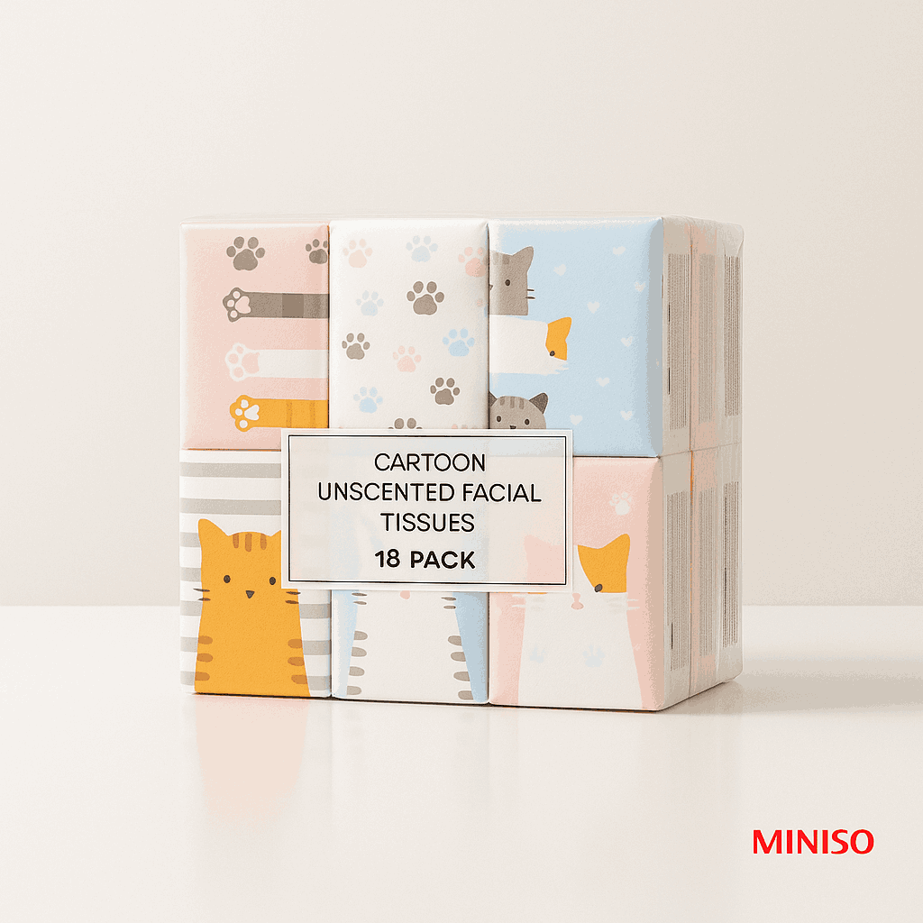 Cartoon Unscented Facial Tissues (18 pack)