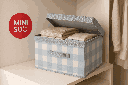 Blue Checkered Series Storage Box With Lid Miniso