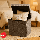 Square Folding Ottoman Storage Box (Grey)