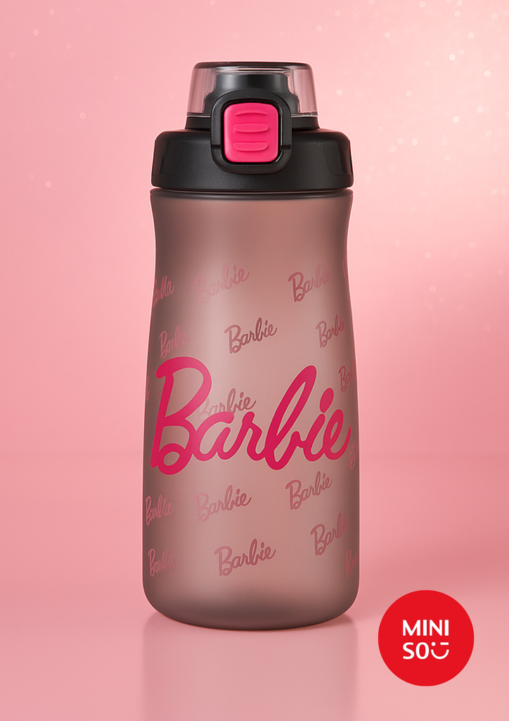 Barbie Collection Plastic Bottle With One Touch Flip Top Lid (Black)