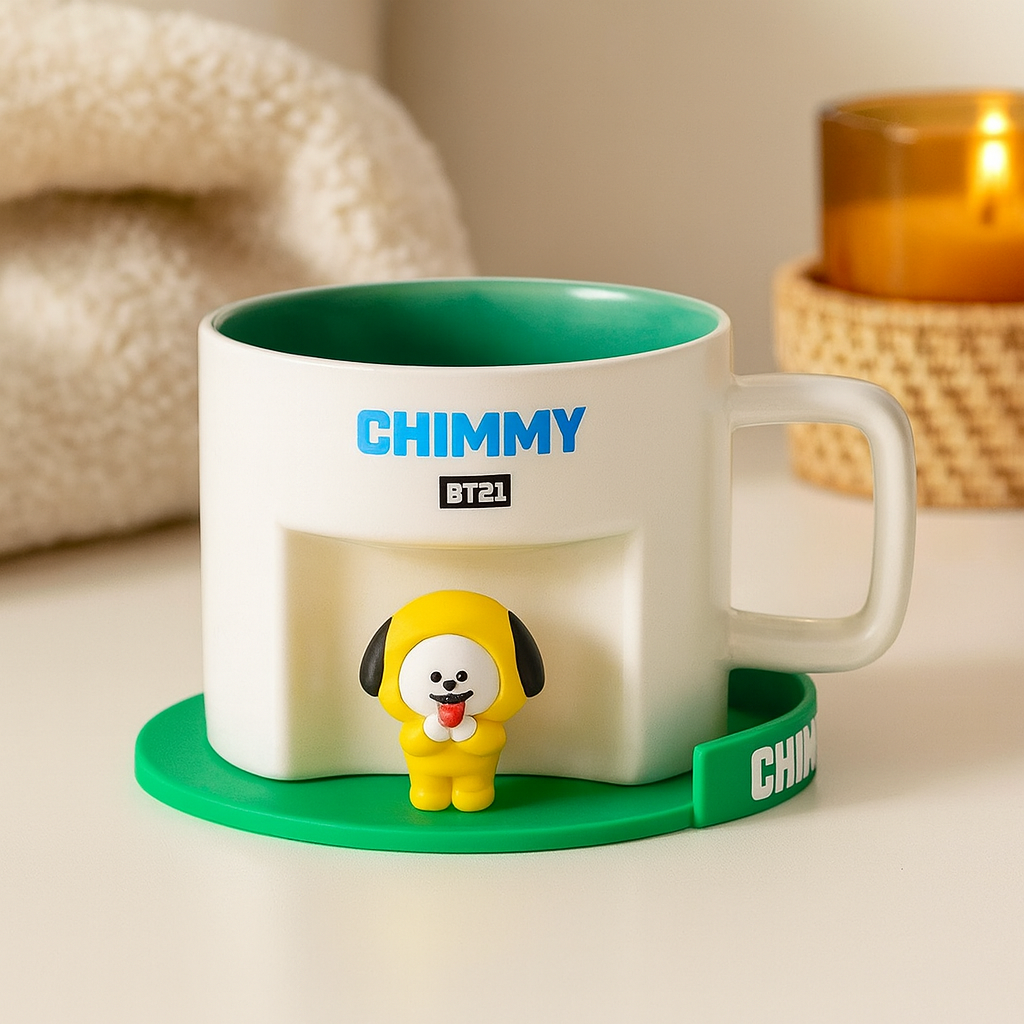 BT21 Collection Cartoon Ceramic Cup With Coaster (450ML)