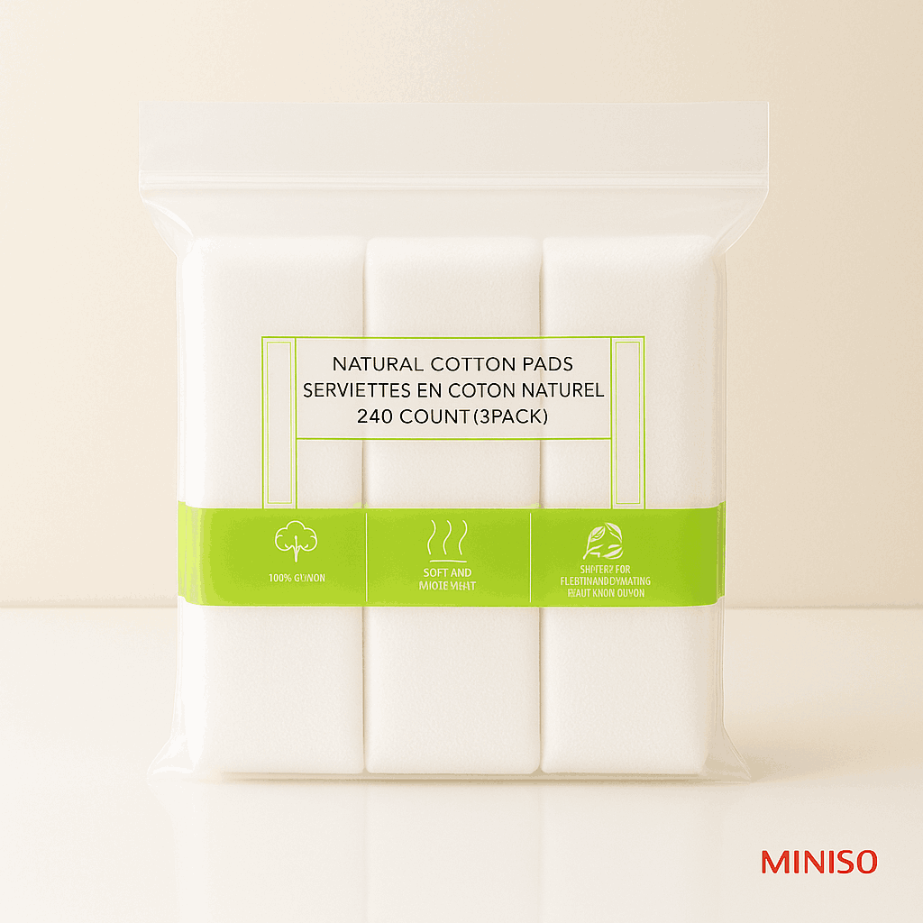Natural Cotton Pads 240 Count Miniso