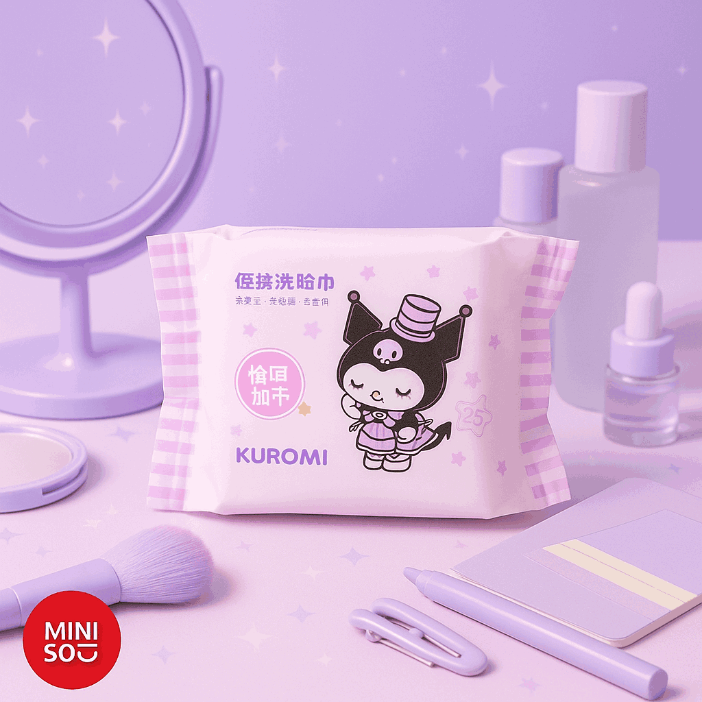Kuromi Peami Grain Texture Peari Grain Texture Dry Wipes Miniso