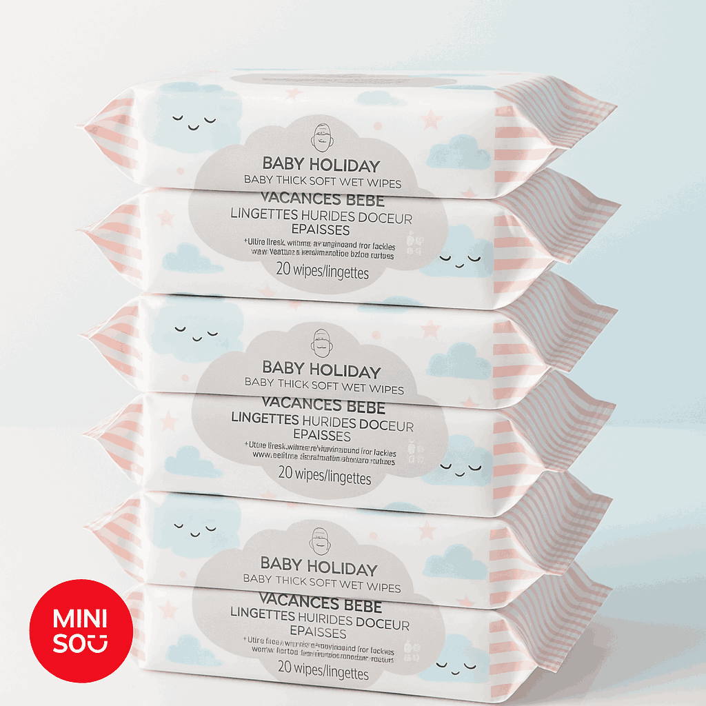 Baby Holiday Baby Thick Soft Wet Wipes (20 Wipes*5 Packs)