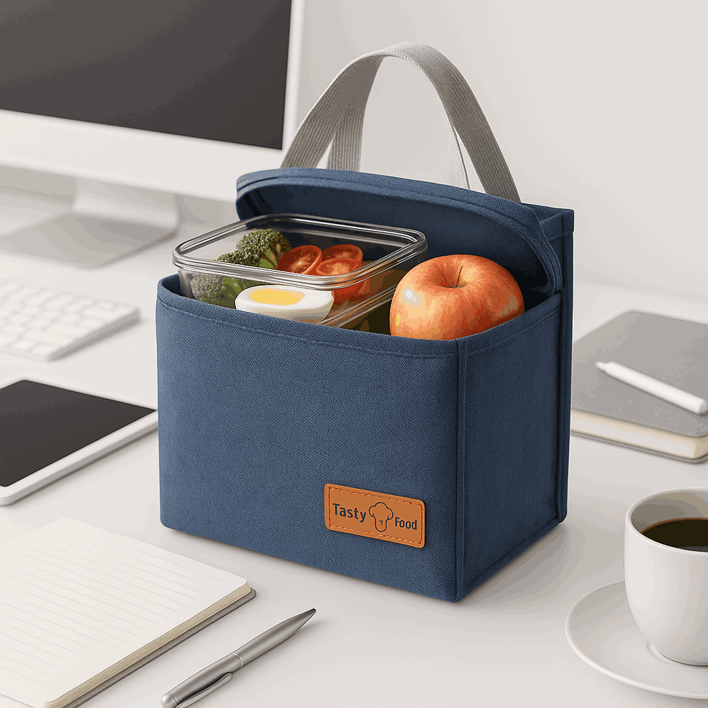 Solid Color Lanch Lunch Bag (Navy Blue) Miniso