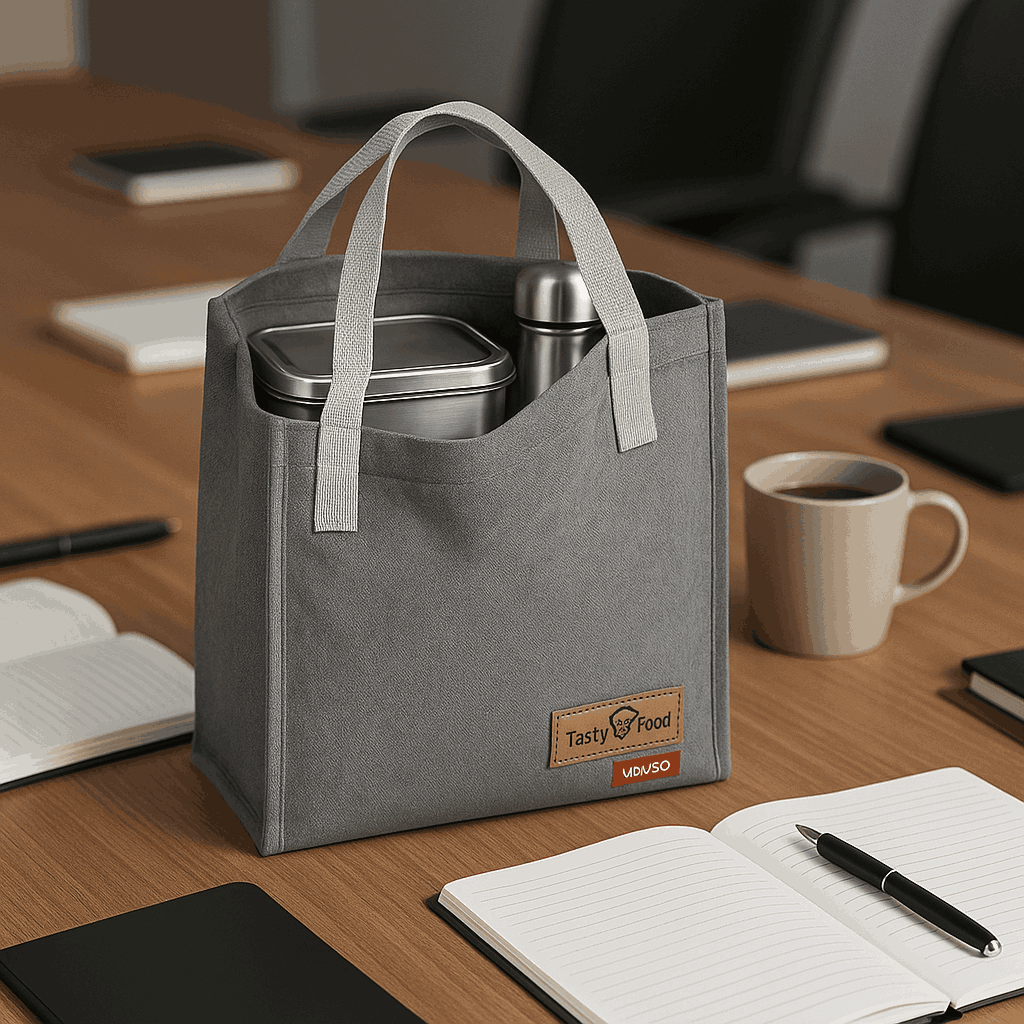Solid Color Lanch Lunch Bag (Grey) Miniso