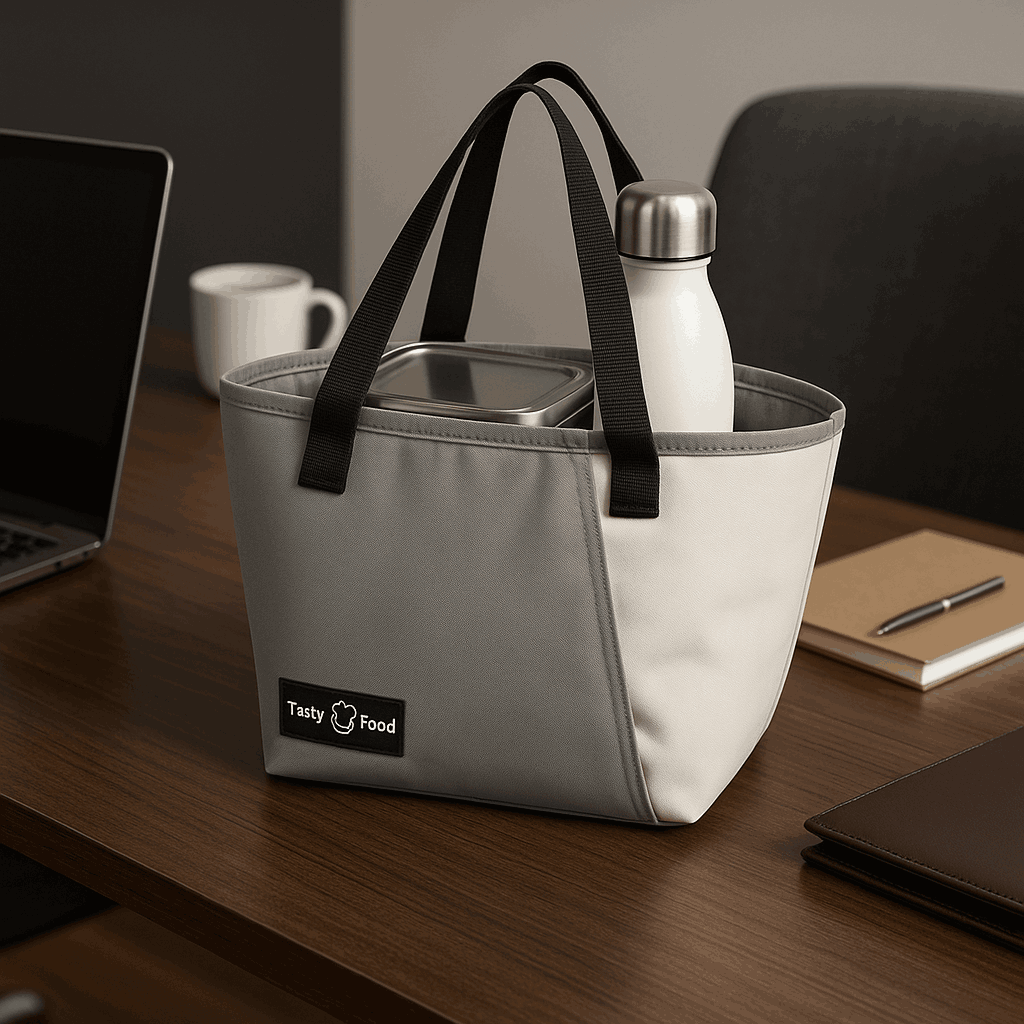 Color Blocking Mousse Trapezoid Lunch Bag (Grey)