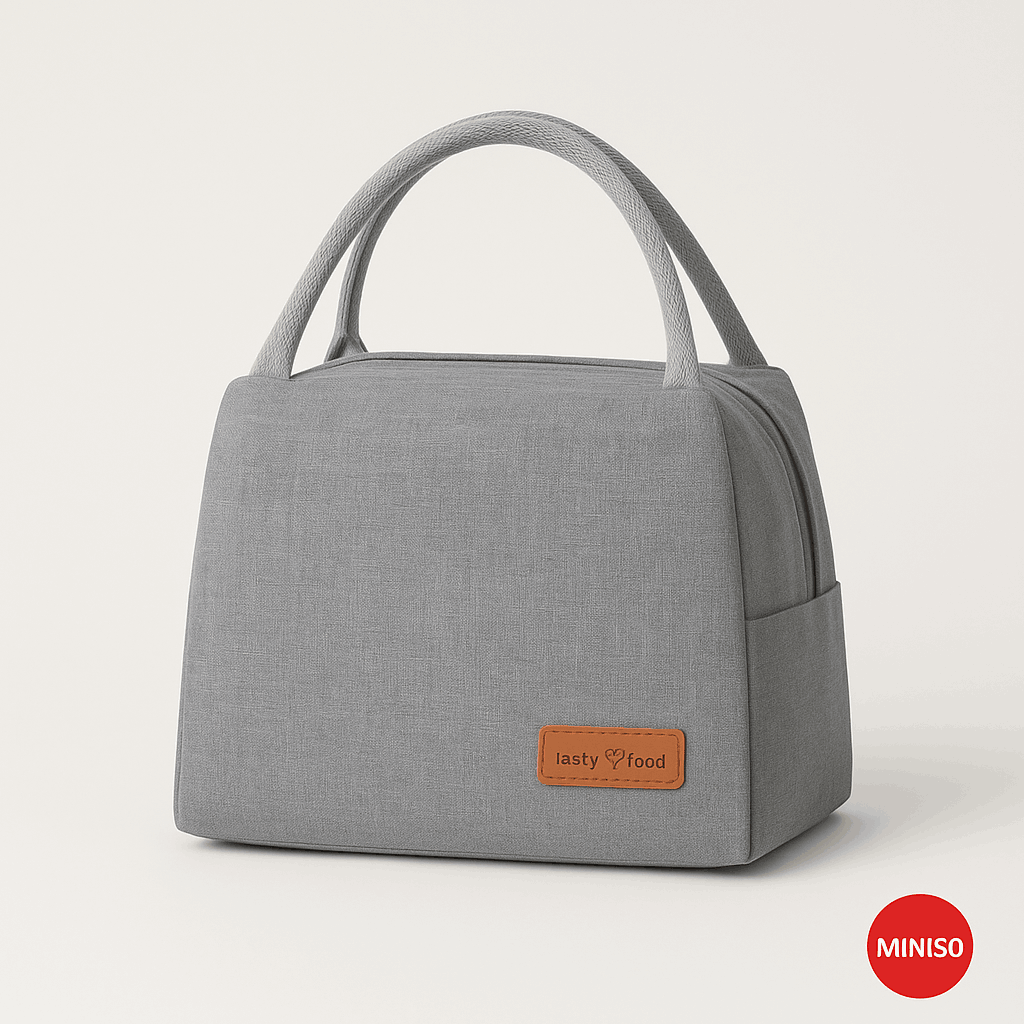 Large Capacity Solid Color Lunch Bag (Grey)