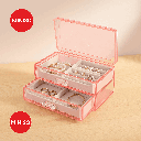 Double Layer Jewellery Storage Box With Drawers (Small) (Pink)