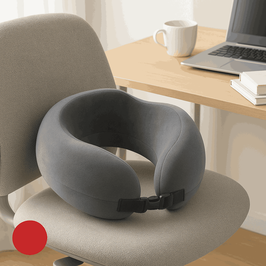 Compact Adjustable Memory Foam Neck Pillow (Gray) Miniso