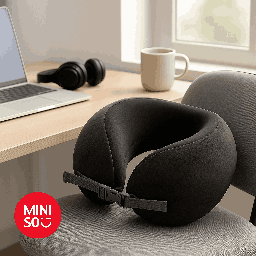 Solid Color Series Adjustable Memory Foam Neck Pillow (Black)