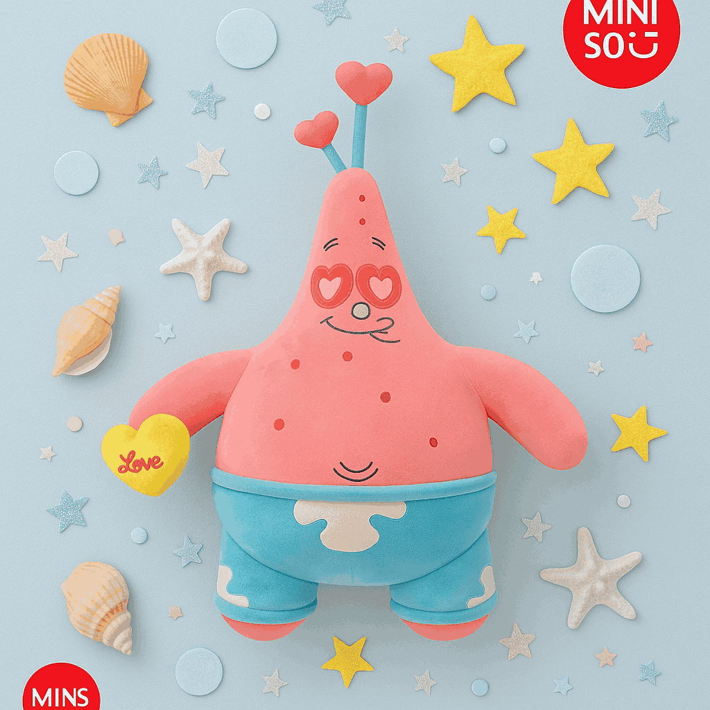 Patrick Star Pink Heart Plush Toy 45 CM Miniso
