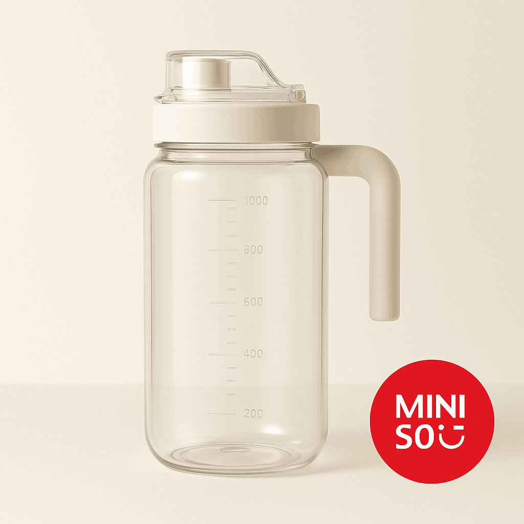 Large Capacity Plastic Bottle With Handle 1000ML Miniso