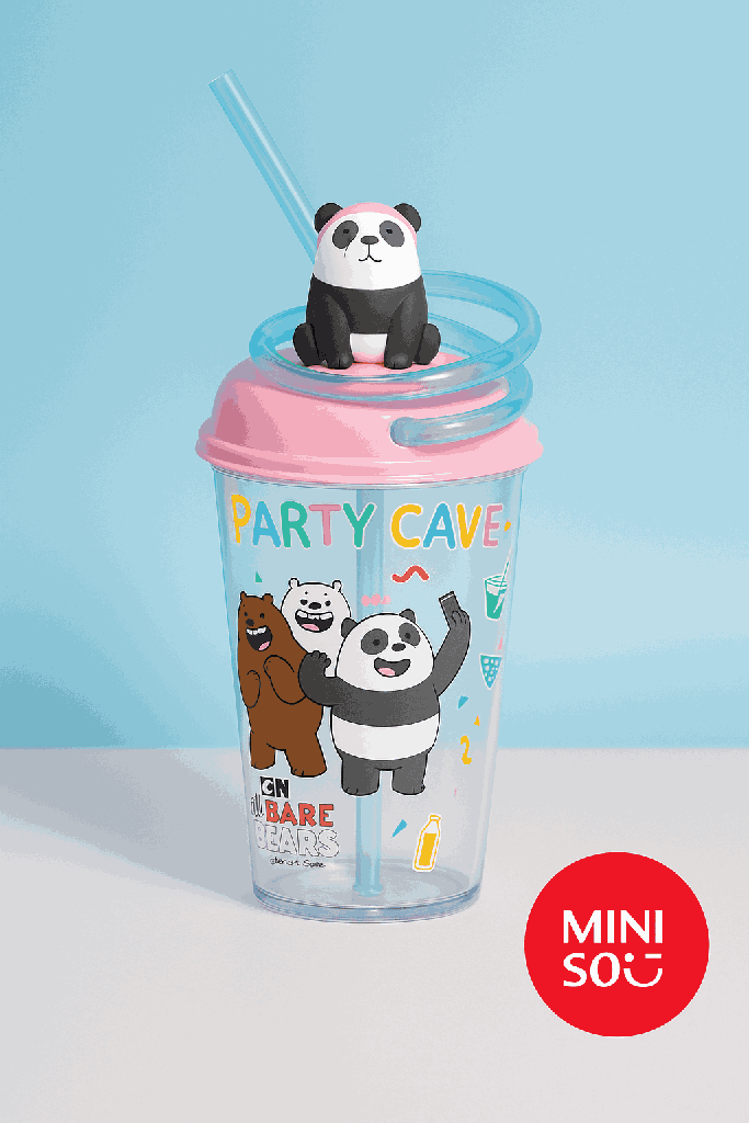 We Bare Bears Seaside Music Festival Plastic Tumbler With Swirly Straw (480ML)