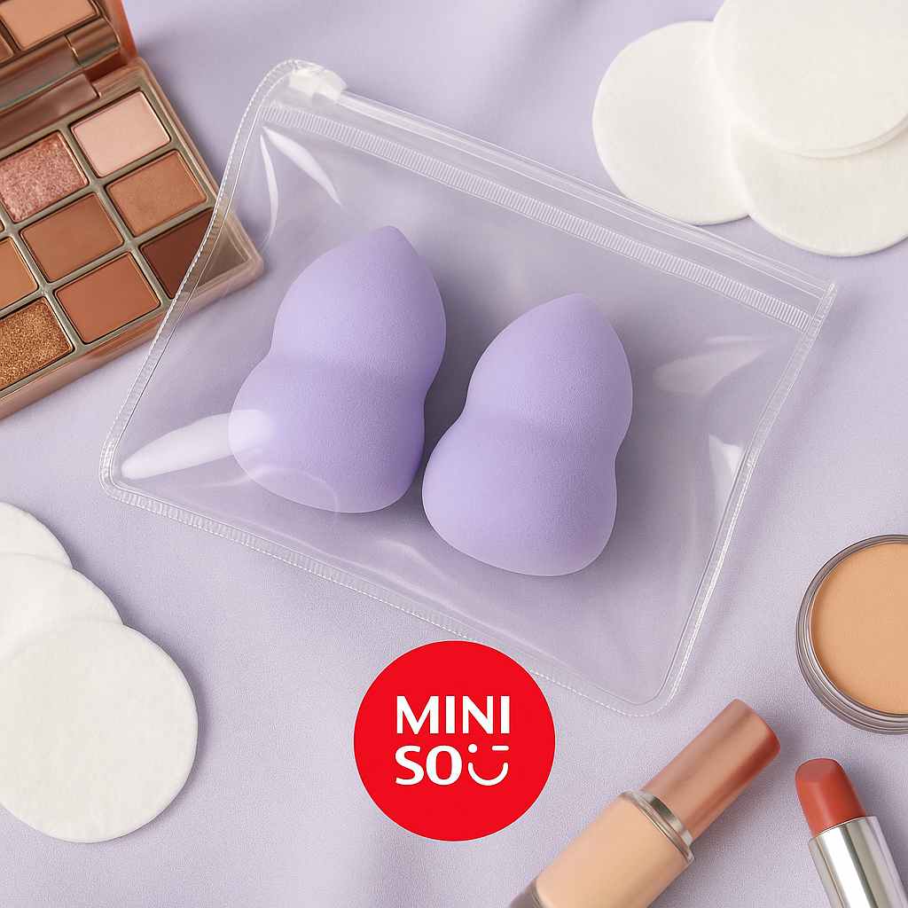Miniso Colorful Series Makeup Sponges (Light Purple 2 Pieces) Miniso