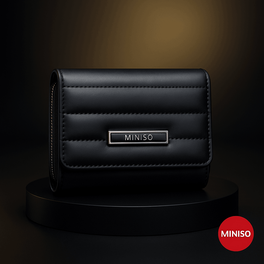 Classic Strip Tri-Fold Zip-Around Women's Wallet (Black)