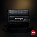 Classic Strip Tri-Fold Zip-Around Women's Wallet (Black)